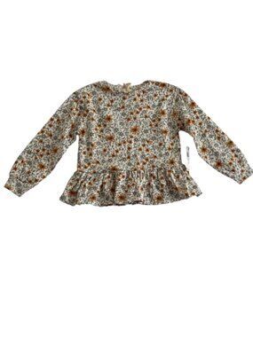 Jessica Simpson Girls Fall Floral Print Peplum Fleece‎ Shirt Size 7-8 New